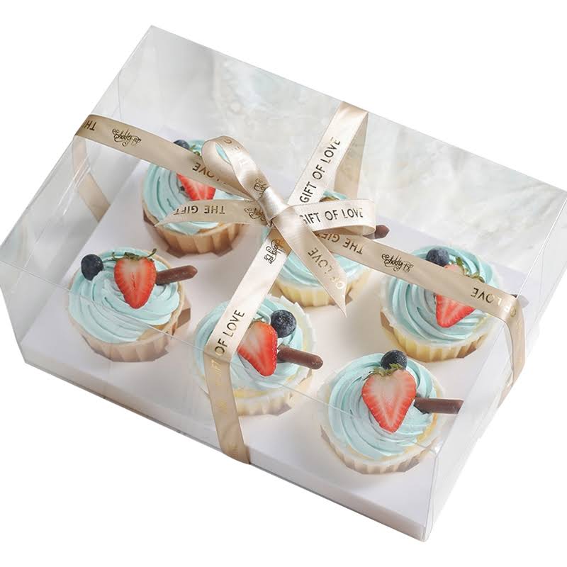 6 Holder Clear Cupcake Box – 14cm high – Ozanos Packaging